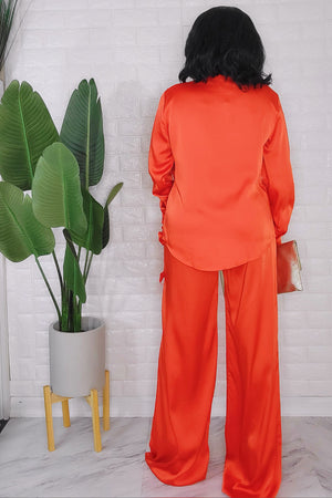 092823 The Rustic Orange Long Sleeve Shirt and Pant Set