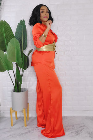 092823 The Rustic Orange Long Sleeve Shirt and Pant Set