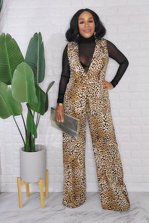 092823 The Cheetah Print Vest and Pant 2 Pieces Set
