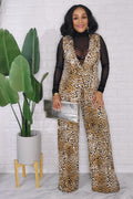 092823 The Cheetah Print Vest and Pant 2 Pieces Set