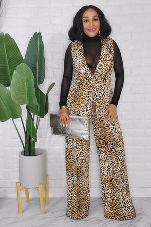 092823 The Cheetah Print Vest and Pant 2 Pieces Set