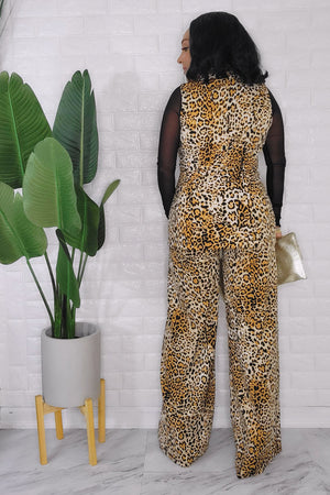 092823 The Cheetah Print Vest and Pant 2 Pieces Set