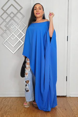 030725 The Oversized Asymmetrical Sophia Top- Royal Blue