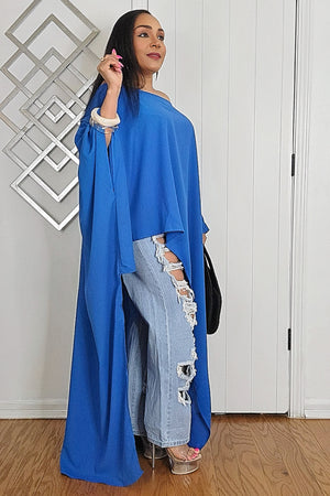 030725 The Oversized Asymmetrical Sophia Top- Royal Blue