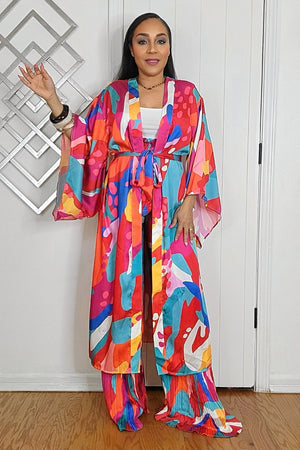 020625 The Islander Vibe Multi Print Kimono With Self Tie