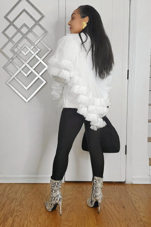 020525 Off White Long Sleeve Ruffles Pullover Sweater