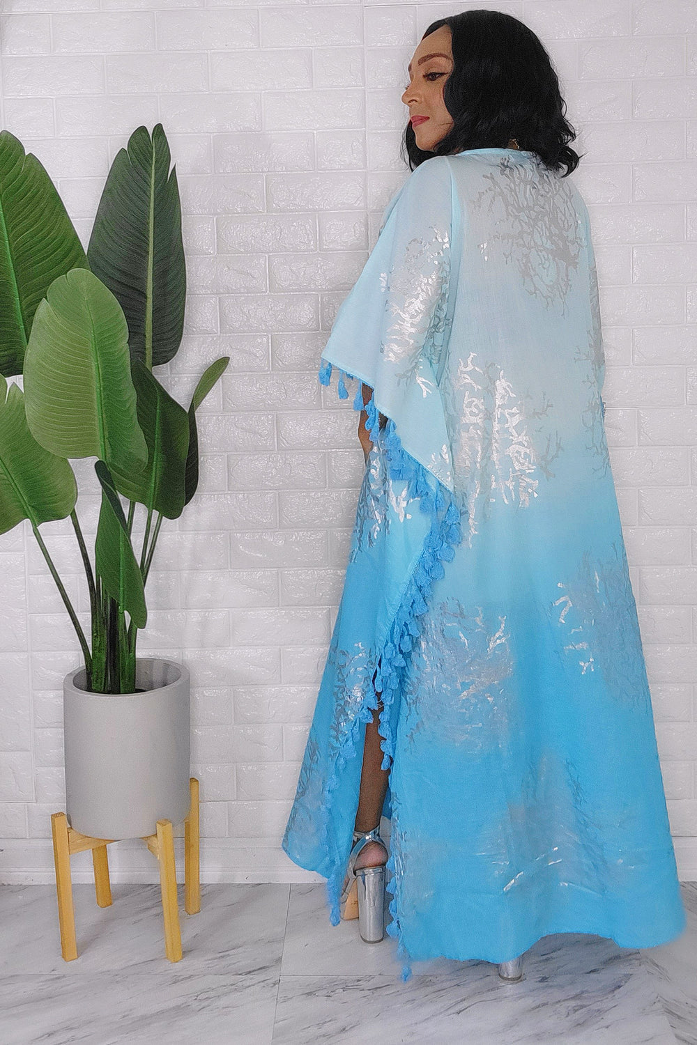 100623 The Island is Calling Me Tassel Caftan One Size Fit All