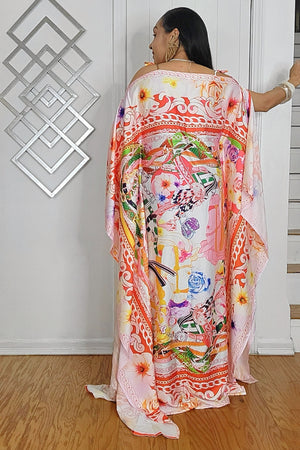 032925 The Monaco Style  Off The Shoulder Satin Boubou Dress