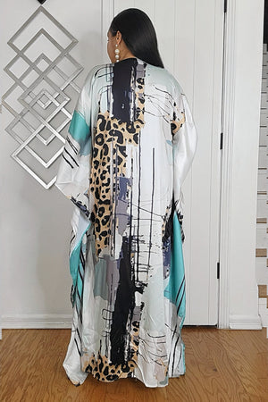 032925 My Vacation Satin  Animal Print BOUBOU Dress
