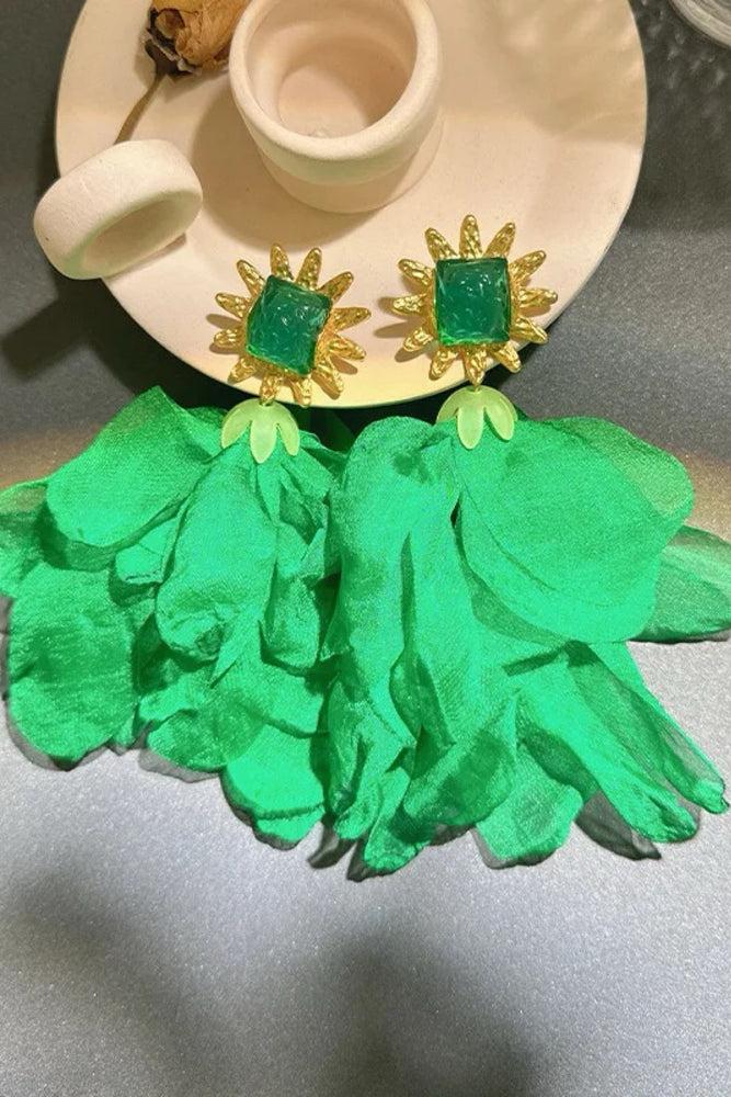 041124 The Flowers Petals Earrings With Gold Base