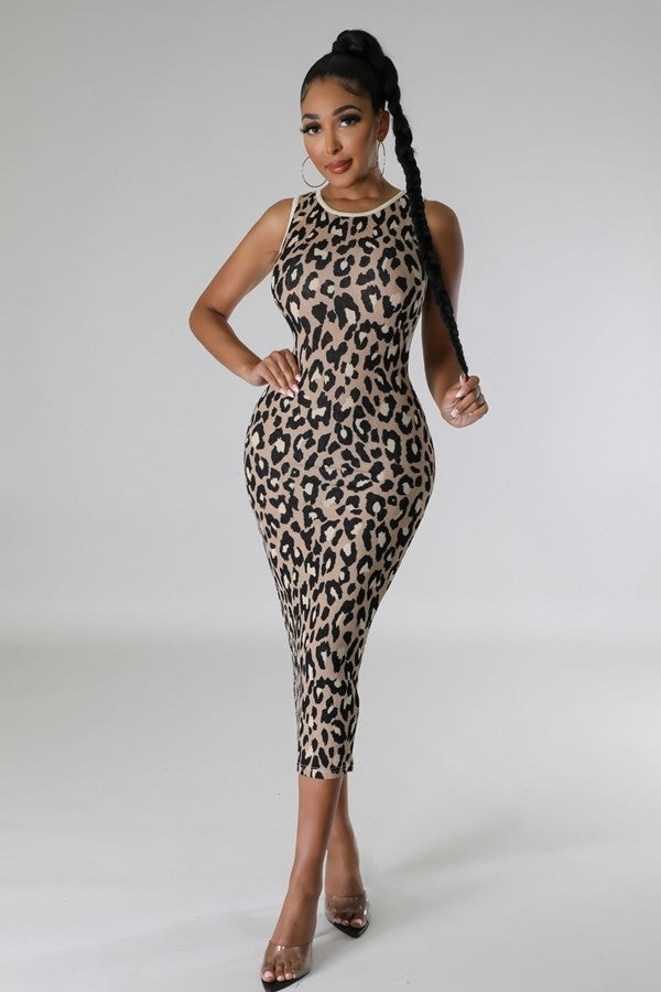 11172022 Leopard Print Dress and Cardigan Two Piece Set