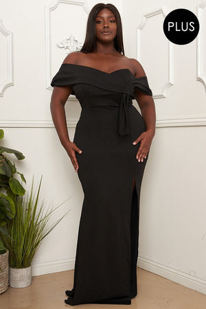 110823 The black Off The Shoulder Formal dress