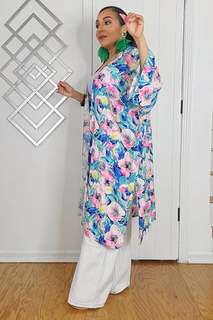 040825 One Size Fit All Florals Kimono Cardigan