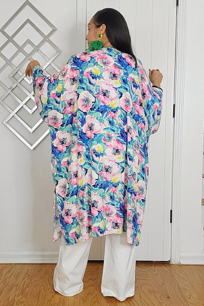 040825 One Size Fit All Florals Kimono Cardigan