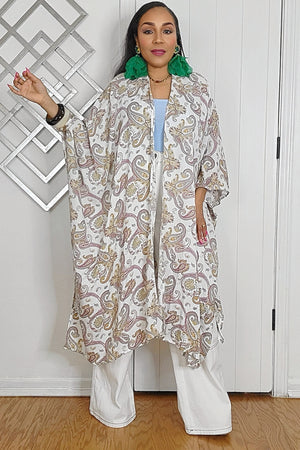 040825 One Size Fit All Paisley Print Kimono Cardigan