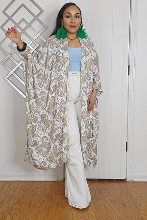 040825 One Size Fit All Paisley Print Kimono Cardigan