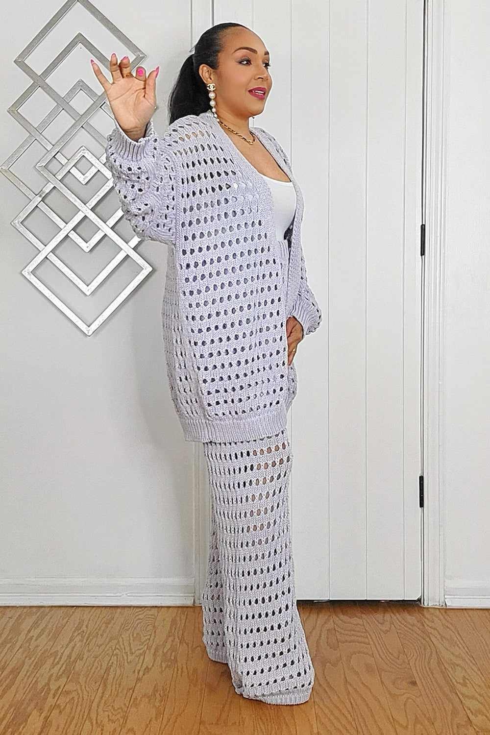 032925 Our Lilac Crochet Top & Pant Set