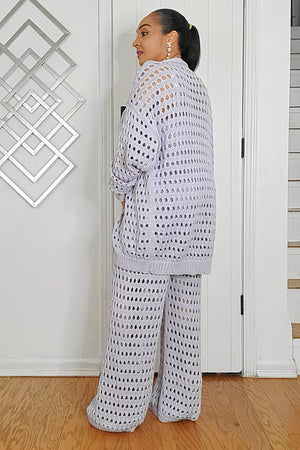 032925 Our Lilac Crochet Top & Pant Set