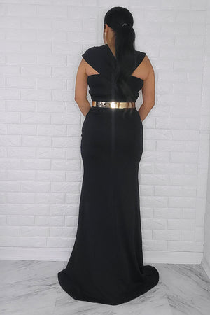 110823 The black Off The Shoulder Formal dress