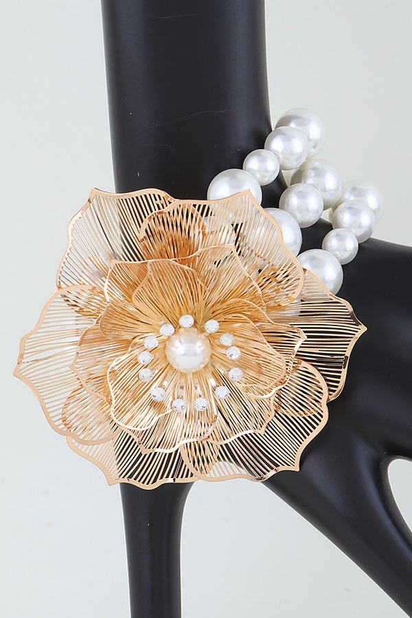 040725 The Gold Blossoming Flower Pearl Bracelet