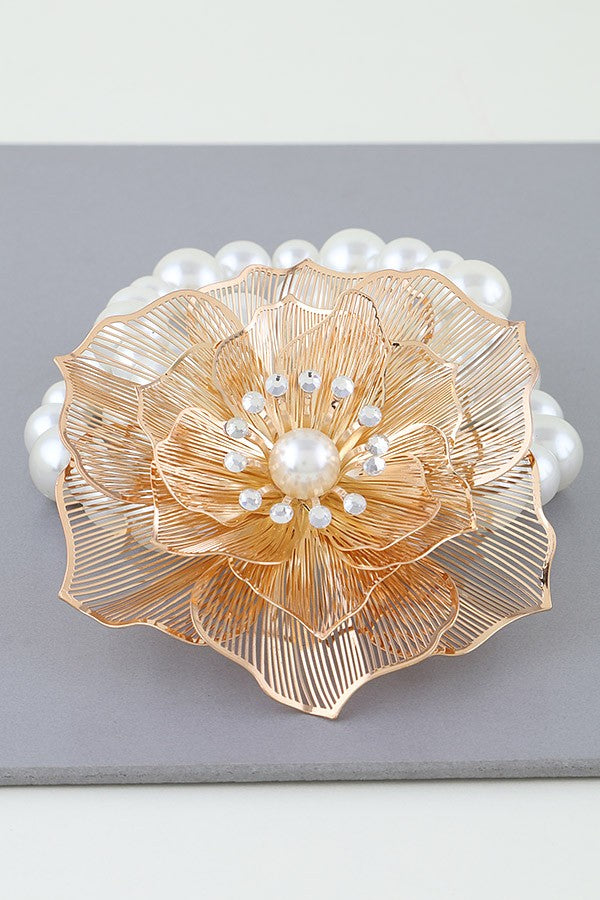 040725 The Gold Blossoming Flower Pearl Bracelet