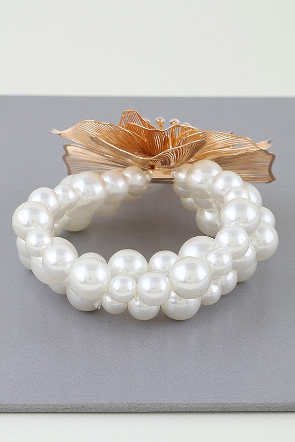 040725 The Gold Blossoming Flower Pearl Bracelet