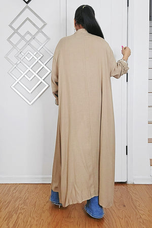042525 Our Open Front Long Sleeve Mocha Cardigan