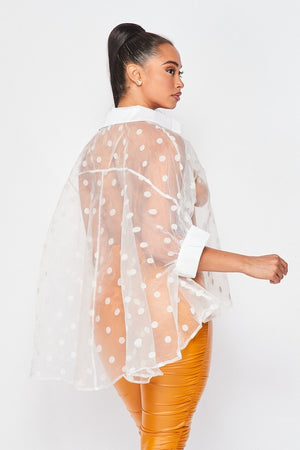 071024 The White Polka Dots Organza High & Low Top
