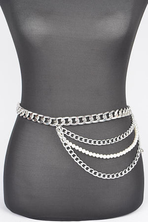 011124 3 Layered Chain and Pearl Belt S-XL