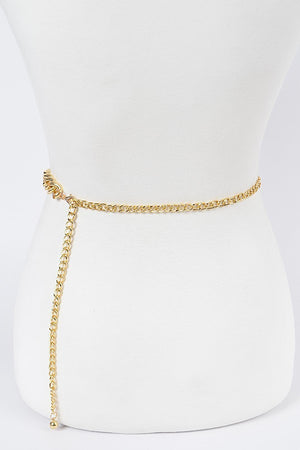 010923 Gold Plus Size Layered Chain and Pearl Belt