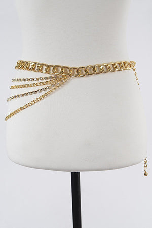 010923 Gold Layered Rhinestone&Chain Belt