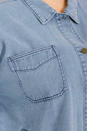 040925 Medium Denim Long Sleeve Jacket with Pockets