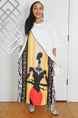 042525 The Curvy Lady Design Jersey Short Sleeve Dress- White