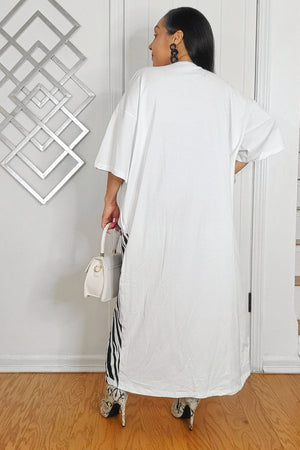 042525 The Curvy Lady Design Jersey Short Sleeve Dress- White