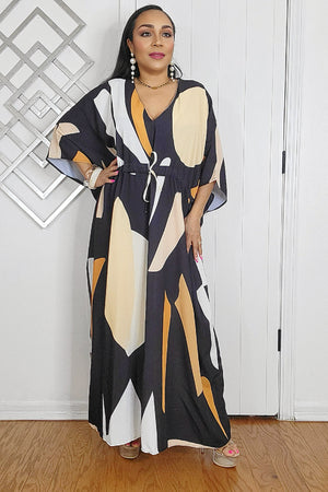 073125 Black Colorful One size fit all Caftan