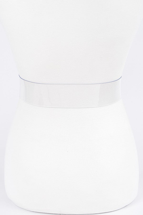 012424  Stone Buckle Faux Leather Belt