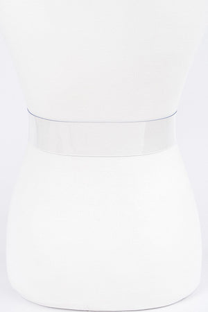 012424  Stone Buckle Faux Leather Belt