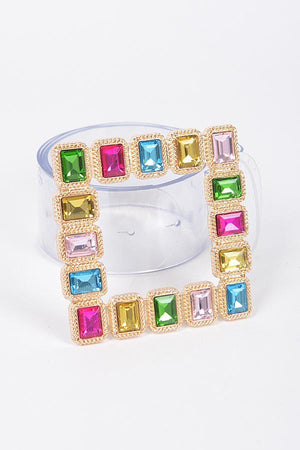 012424  Stone Buckle Faux Leather Belt