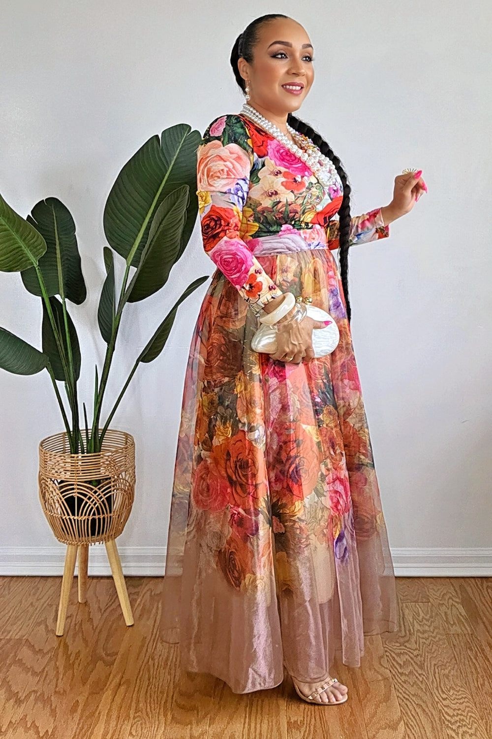 042925  Special Mothers Day Florals Dress/Belt