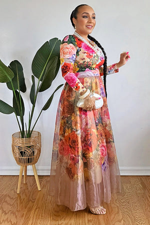 042925  Special Mothers Day Florals Dress/Belt