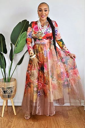 042925  Special Mothers Day Florals Dress/Belt