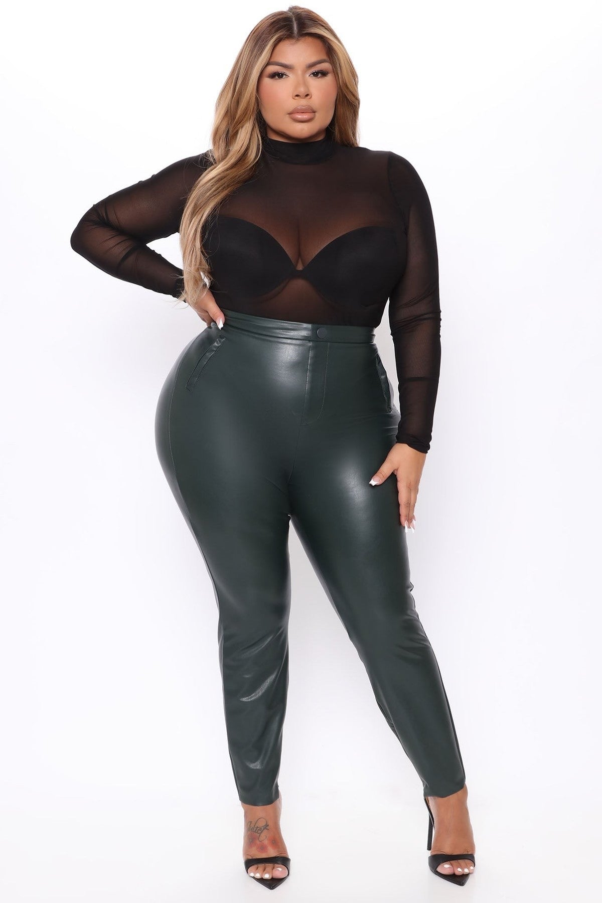020824 Black Mesh Long Sleeve Bodysuit