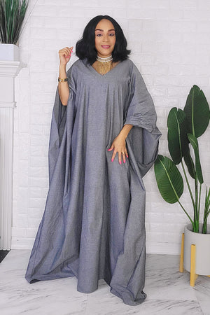 021424 The Dark Blue Denim one Size Fit All Caftan