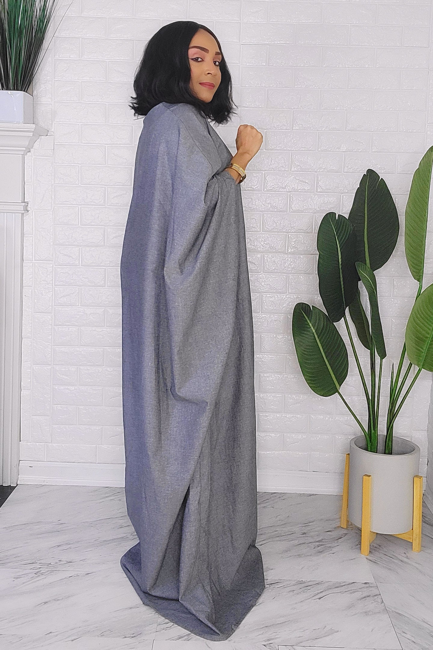 021424 The Dark Blue Denim one Size Fit All Caftan