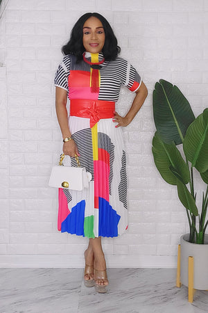 012524 The White Multi Print Skirt Set