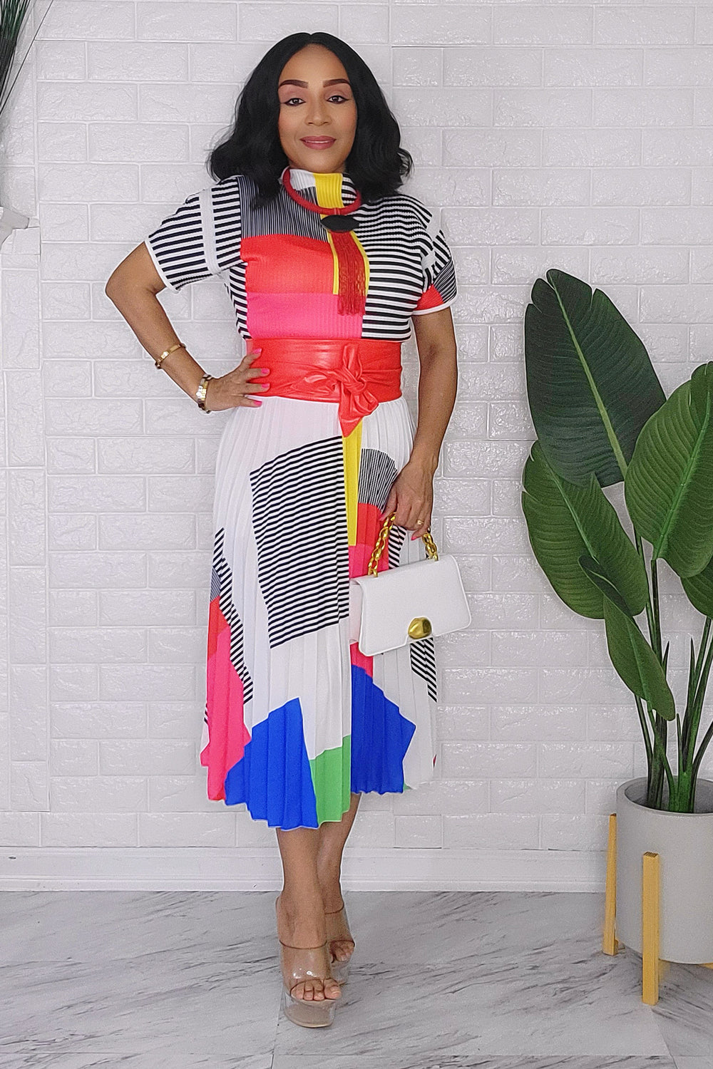 012524 The White Multi Print Skirt Set