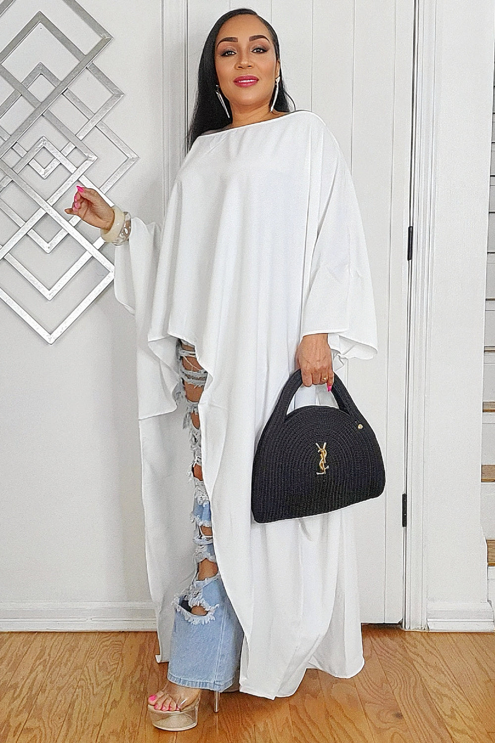 030725 The Oversized Asymmetrical Sophia Top- White