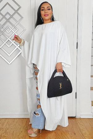 030725 The Oversized Asymmetrical Sophia Top- White