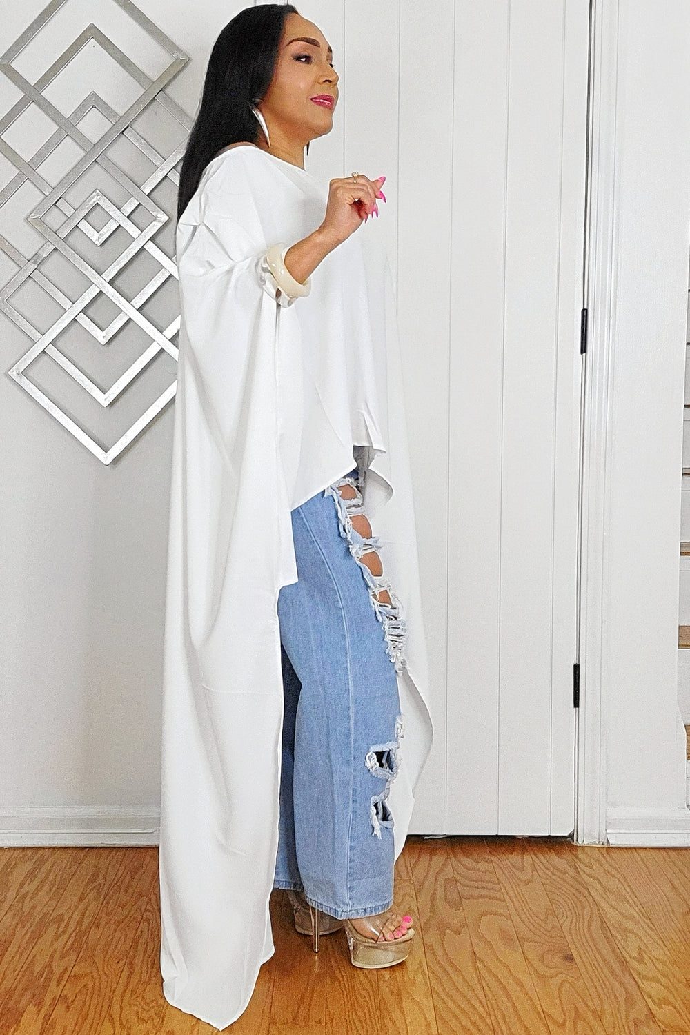 030725 The Oversized Asymmetrical Sophia Top- White