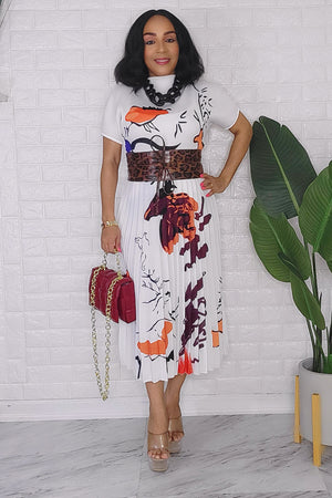 012524 The White Burgundy Print Skirt Set